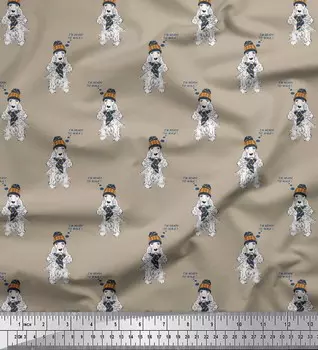 Soimoi Япония креп-атласная ткань глушитель, шерстяная шапка и английский кокер-спаниель декор для собак ткань с принтом метр 42 дюйма 42 Inch Wide - Poly Crepe серый