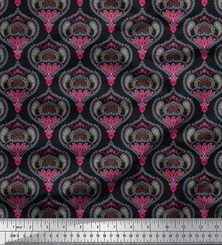 Soimoi Япония креп атласная ткань марокканский дамасский принт швейная ткань метр 42 дюйма 42 Inch Wide - Poly Crepe зелёный