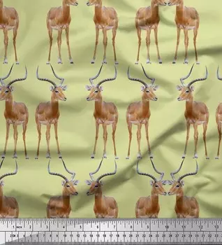 Soimoi Япония креп атласная ткань олень животный декор ткань с принтом метр 42 дюйма 42 Inch Wide - Poly Crepe бежевый
