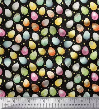 Soimoi Япония креп атласная ткань яйцо пасхальный принт швейная ткань метр 42 дюйма 42 Inch Wide - Poly Crepe чёрный