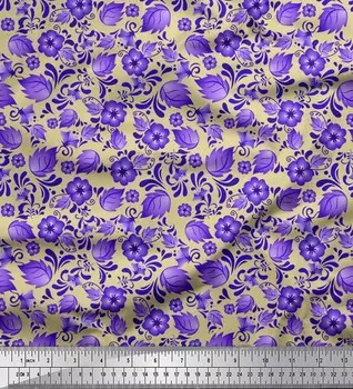 Soimoi Япония креп-сатин ткань в горошек, листья и цветочный художественный декор ткань с принтом метр 42 дюйма 42 Inch Wide - Poly Crepe бежевый