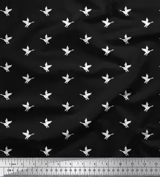 Soimoi Японская креп-сатиновая ткань, рубашка с фламинго, ткань с принтом на метр, 42 дюйма 42 Inch Wide - Poly Crepe серый