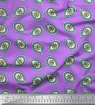 Soimoi Японская креп-сатиновая ткань с абстрактным принтом, ткань по метрам, 42 дюйма 42 Inch Wide - Poly Crepe фиолетовый