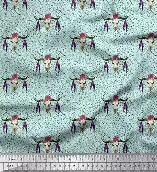 Soimoi зеленая японская креп-атласная ткань перо и лосиное крепление для лица декоративная ткань с принтом метр 42 дюйма 42 Inch Wide - Poly Crepe жёлтый