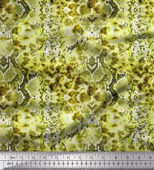 Soimoi зеленая японская креп-атласная ткань с леопардовым принтом и змеиным принтом, швейная ткань, метр 42 дюйма 42 Inch Wide - Poly Crepe синий