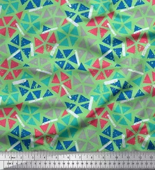 Soimoi Зеленая японская креп-сатиновая ткань, марокканская мозаичная декоративная ткань, напечатанный метр, 42 дюйма 42 Inch Wide - Cotton Voile зелёный