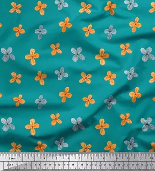 Soimoi зеленый японский креп-атласная ткань с художественным цветочным принтом, швейная ткань, метр 42 дюйма 42 Inch Wide - Cotton Voile зелёный