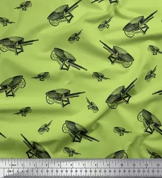 Soimoi зеленый японский креп-атласная ткань тележка садовые аксессуары ткань с принтом на метр 42 дюйма 42 Inch Wide - Cotton Voile зелёный