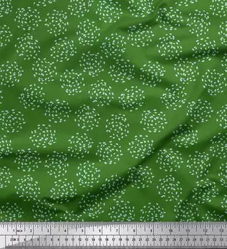 Soimoi зеленый японский креп-атласная ткань в горошек с абстрактным принтом, швейная ткань, метр 42 дюйма 42 Inch Wide - Poly Crepe зелёный