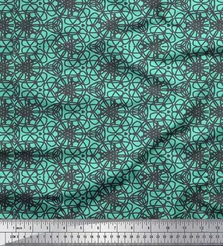 Soimoi зеленый японский креп-сатин ткань абстрактная ткань с абстрактным принтом 1 метр 42 дюйма 42 Inch Wide - Cotton Voile зелёный