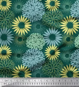 Soimoi зеленый японский креп-сатин ткань художественный цветок мандала с принтом швейная ткань метр 42 дюйма 42 Inch Wide - Poly Crepe зелёный