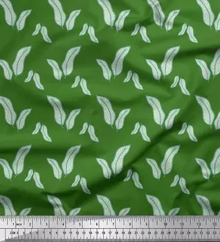 Soimoi зеленый японский креп-сатин ткань художественный банановые листья принт швейная ткань метр 42 дюйма 42 Inch Wide - Cotton Voile зелёный