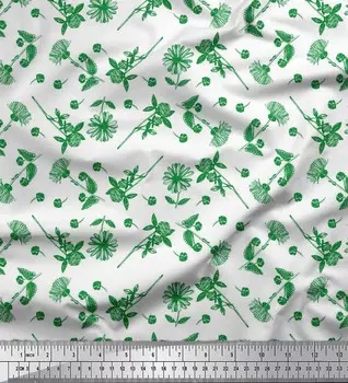 Soimoi зеленый японский креп-сатин ткань клевер и ромашка с цветочным принтом швейная ткань метр 42 дюйма 42 Inch Wide - Cotton Voile зелёный