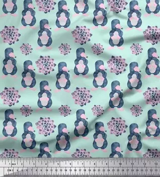 Soimoi зеленый японский креп-сатин ткань милые животные детский принт ткань на метр 42 дюйма 42 Inch Wide - Cotton Voile зелёный