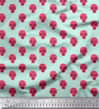 Soimoi зеленый японский креп-сатин ткань племенной череп с принтом швейная ткань метр 42 дюйма 42 Inch Wide - Poly Crepe зелёный