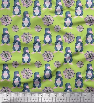 Soimoi зеленый японский креп-сатин ткань с милыми животными и принтом для детей, ткань по метрам 42 дюйма 42 Inch Wide - Cotton Voile зелёный