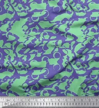 Soimoi зеленый японский креп-сатин ткань с абстрактными кругами и абстрактным принтом на метр 42 дюйма 42 Inch Wide - Poly Crepe зелёный