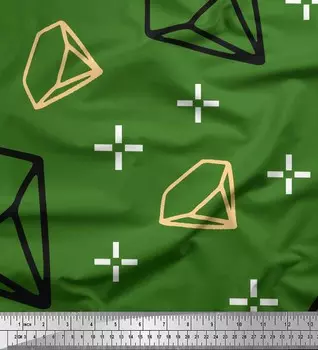 Soimoi зеленый японский креп-сатин ткань с ромбовидным геометрическим декором ткань с принтом метр 42 дюйма 42 Inch Wide - Cotton Voile зелёный