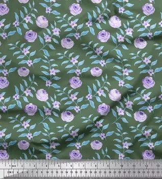 Soimoi зеленый японский креп-сатин ткань с листьями и цветочным декором ткань с принтом метр 42 дюйма 42 Inch Wide - Cotton Voile зелёный