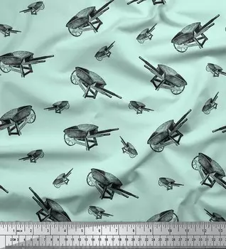 Soimoi зеленый японский креп-сатин ткань тележка садовые аксессуары ткань с принтом 1 метр 42 дюйма 42 Inch Wide - Cotton Voile зелёный