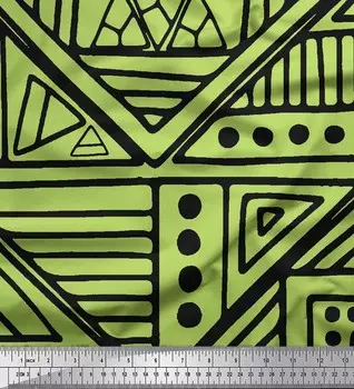Soimoi зеленый японский креп-сатин ткань треугольная художественная ткань с геометрическим принтом 1 метр 42 дюйма 42 Inch Wide - Cotton Voile зелёный