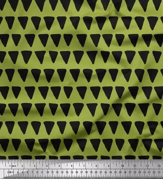 Soimoi зеленый японский креп-сатин ткань треугольный геометрический принт швейная ткань метр 42 дюйма 42 Inch Wide - Cotton Voile зелёный