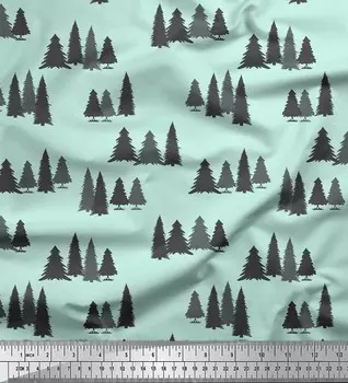 Soimoi зеленый японский креп-сатин трафарет для шитья рождественской елки ткань метр 42 дюйма 42 Inch Wide - Poly Crepe зелёный