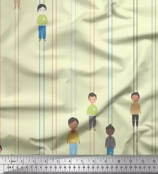 Soimoi желтая хлопковая вуаль в полоску и мужская швейная ткань с принтом человеческой фигуры, метр 56 дюймов 42 Inch Wide - Cotton Voile светло-желтого