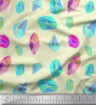 Soimoi желтая японская креп-атласная ткань кристаллический камень с геометрическим принтом ткань на метр 42 дюйма 42 Inch Wide - Poly Crepe жёлтый