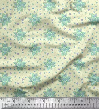 Soimoi Желтый японский креп-сатин, художественный цветочный принт, ткань на метр 42 дюйма 42 Inch Wide - Japan Crepe Satin жёлтый