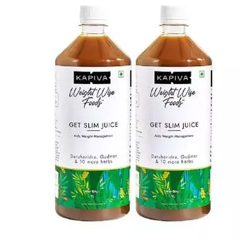 Сок Kapiva Get Slim (2L) Бутылка, Упаковка | Здоровое управление весом с помощью 12 аюрведических трав | Способствует метаболизму и пищеварению - Суперэкономная упаковка из 2 штук