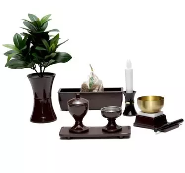 Soka Gakkai Mini Buddhist Altar Only sound resonates comfortably phosphorus Water rice artificial electric horn incense with brown High-pitched