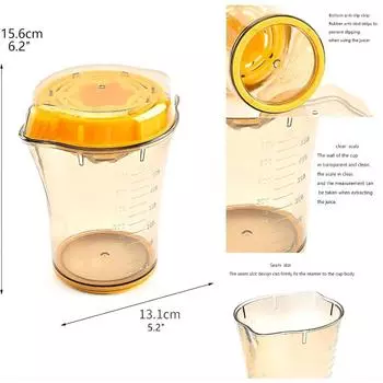 Соковыжималка для лимона и апельсина 3 в 1, многофункциональная ручная соковыжималка для лимона, прозрачная крышка, мерный стакан жёлтый