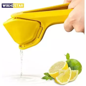 Соковыжималка для лимона и лайма Max для извлечения сока. Простая в использовании плоская соковыжималка для лимона с рычагом соковыжималки и встроенным ситечком желтого цвета. жёлтый