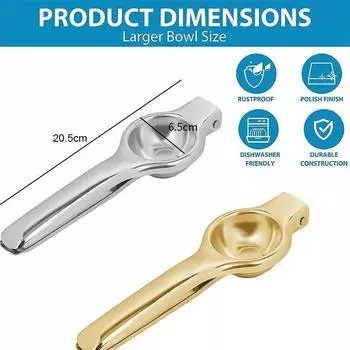 Соковыжималка для лимона, пресс для цитрусовых из нержавеющей стали, большая сверхмощная соковыжималка для фруктов для напитков, нержавеющая нескользящая ручная ручная соковыжималка золотой