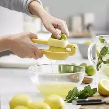Соковыжималка для лимона, ручная соковыжималка, двойная чаша, соковыжималка для лимона и лайма, ручная соковыжималка для апельсинов, цитрусовых, соковыжималка, кухонные ручные соковыжималки жёлтый