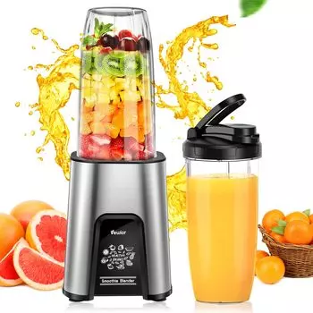 Соковыжималка-миксер 850 Вт, высокая, 4 в 1, 790 мл, большой VEWIOR, может измельчать бутылки, большая емкость 790 мл, 6 лезвий, высокая скорость вращения, компактный, можно мыть, защита от перегрева