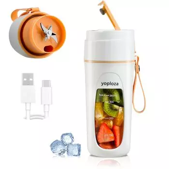 Соковыжималка yoploza, маленькая, для смузи, может измельчать лед, вращающаяся, беспроводная, одинарная, простая в использовании, миксер типа C объемом 340 мл, миксер, [10 лезвий, прочный] миксер, использование,