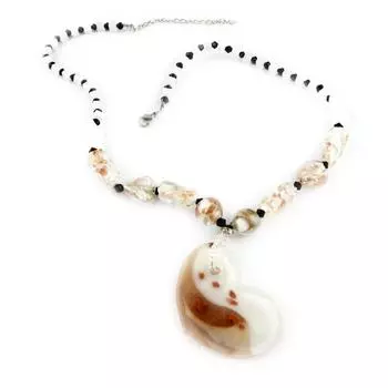 Сокровища Лили [D8564] - Ожерелье «Минералия» цвета слоновой кости