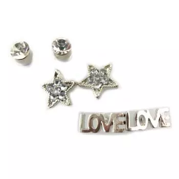 Сокровища Лили [J7716] - 3 пары серебряных серег Love