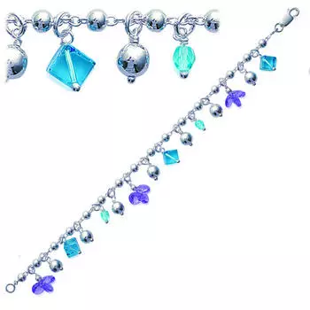 Сокровища Лили [J9380] - Серебряный Фиолетовый Серебряный браслет - 6 - 11 мм