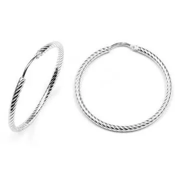 Сокровища Лили [M8943] - Серебро Серьги-кольца Хореография Серебро (с родиевым покрытием) - 55 мм 2 мм