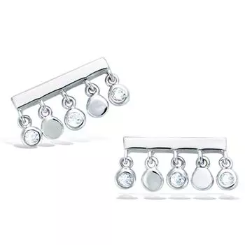 Сокровища Лили [Q4073] - Серебряные серьги Sissi Серебро Белое серебро (с родиевым покрытием) - 15x7 мм