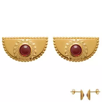 Сокровища Лили [Q4951] - Позолоченные серьги Cleopatra Розовое золото - 19x10 мм