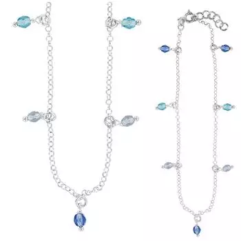 Сокровища Лили [Q9343] - Браслет ручной работы из серебра Linda Silver Blue (с родиевым покрытием) - 25 см 4 мм