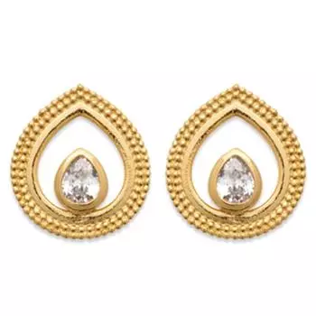 Сокровища Лили [R3602] - Позолоченные серьги Sissi золотисто-белого цвета - 12x11 мм