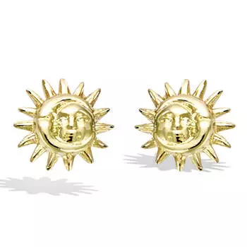 Сокровища Лили [R5154] - Позолоченные серьги Lune Soleil Позолоченные -10x10 мм