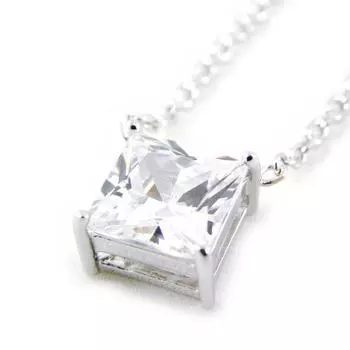 Сокровища Лилии [C9442] - Серебряное ожерелье Essential серебристо-белое (с родиевым покрытием) - 8x8 мм