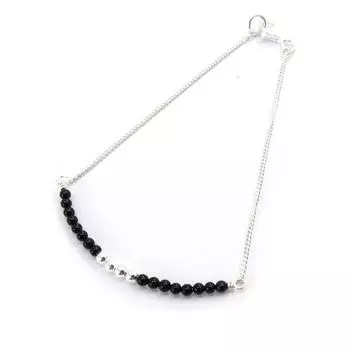 Сокровища лилии [K1802] - Серебряный браслет Минералия оникс