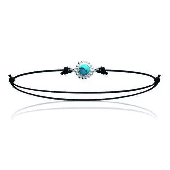 Сокровища Лилии [K3856] - Серебряный браслет Mineralia Бирюзовый Серебристый Черный - 7 мм